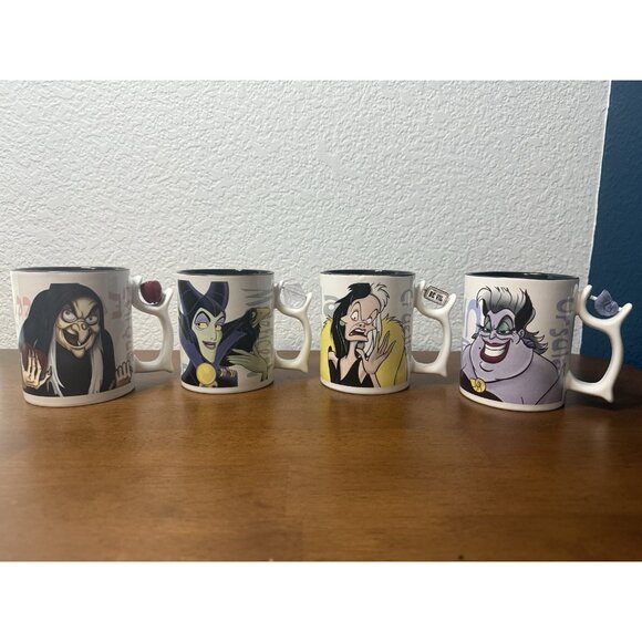 Walt Disney World RARE Disney Villain Mug With Charm Ursula Cruella x4